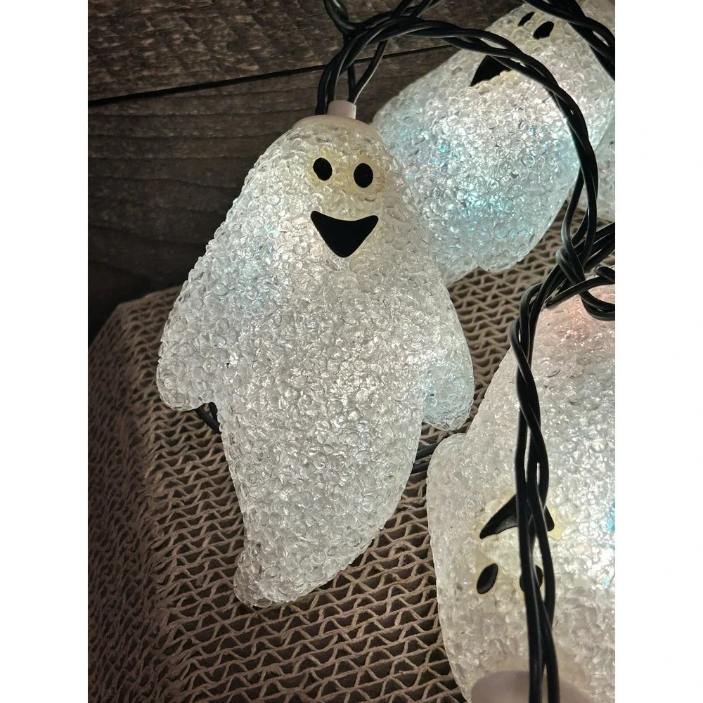 Halloween Spun Acrylic Ghost String Sparkle Lights Vintage Works Box Decorations